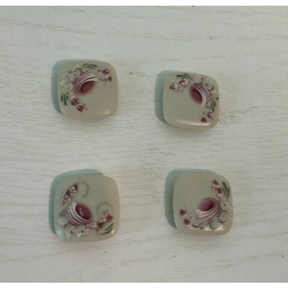 Vintage Floral Button Covers Set of 4